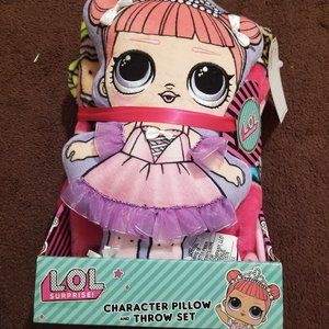 L.O.L. Surprise character pillow character and throw blanket  LOL Doll set